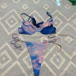 Skatie Pink and Blue Tie-Dye Bikini Set